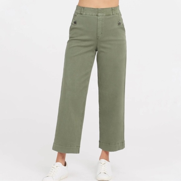 SPANX Stretch Twill Cropped Wide Leg Pants - Picture 2 of 10